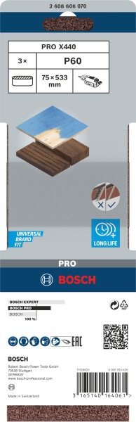 Bosch 2608606070 Best Schuurband - K60 - 75 X 533mm (3st) - Detailed view of the product
