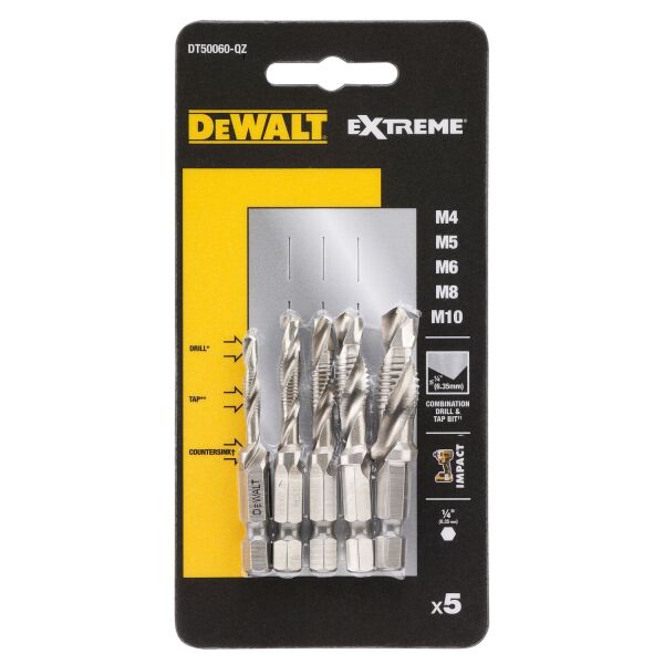 DeWALT DT50060 5-delige Tap&Borenset - Detailed view of the product