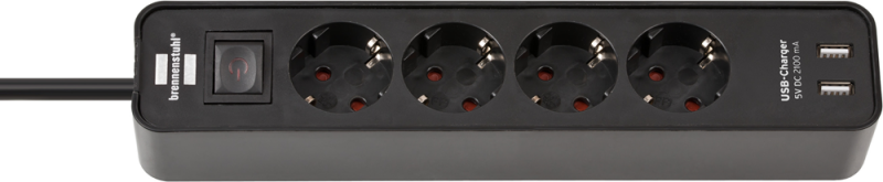 Brennenstuhl 1153240006 Ecolor Stekkerdoos Met USB - 4-voudig - 1,5m - H05VV-F 3G1,5 - Zwart