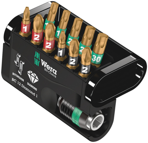 Wera 05136392001 12-delige Bit-Check Diamond 1 SB Bitset - Detailed view of the product