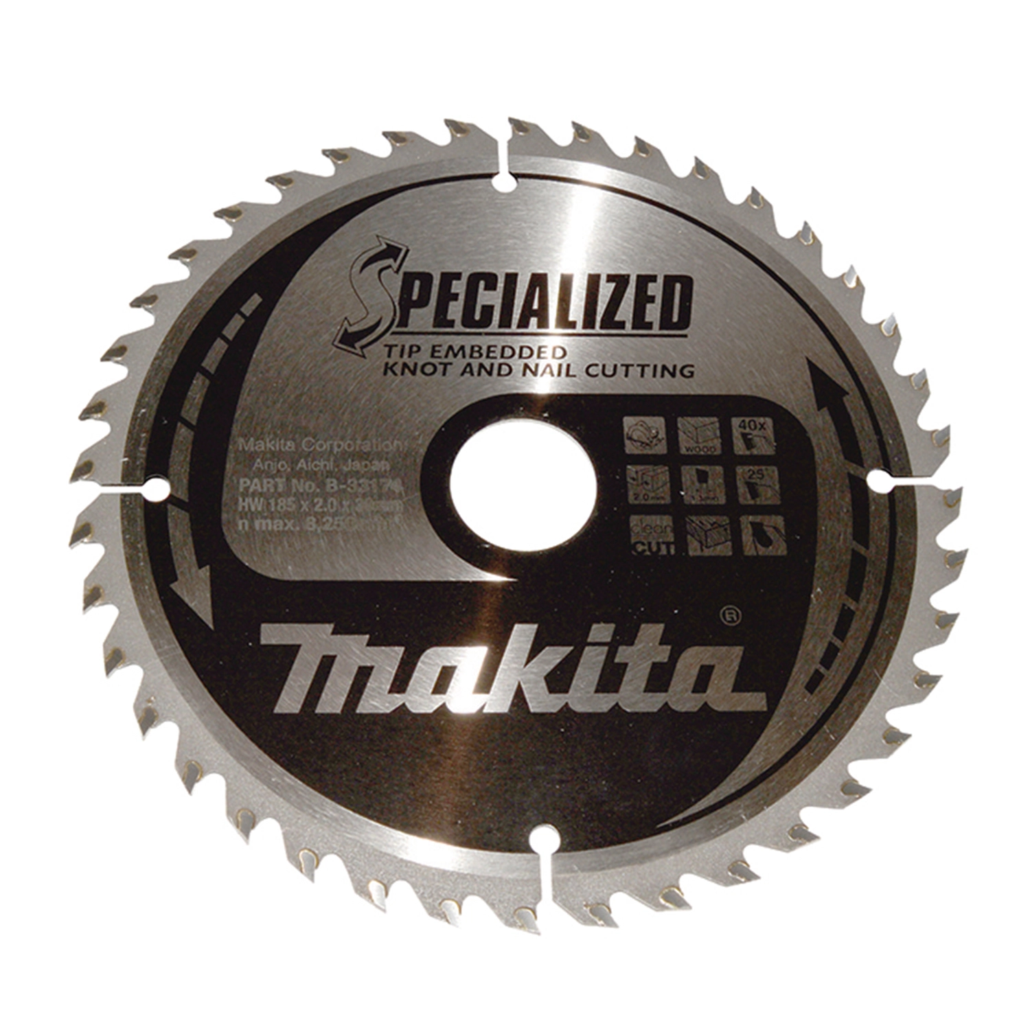 Makita B-33174 Cirkelzaagblad - 185x30x2,0 40T - Hout Met Spijkers