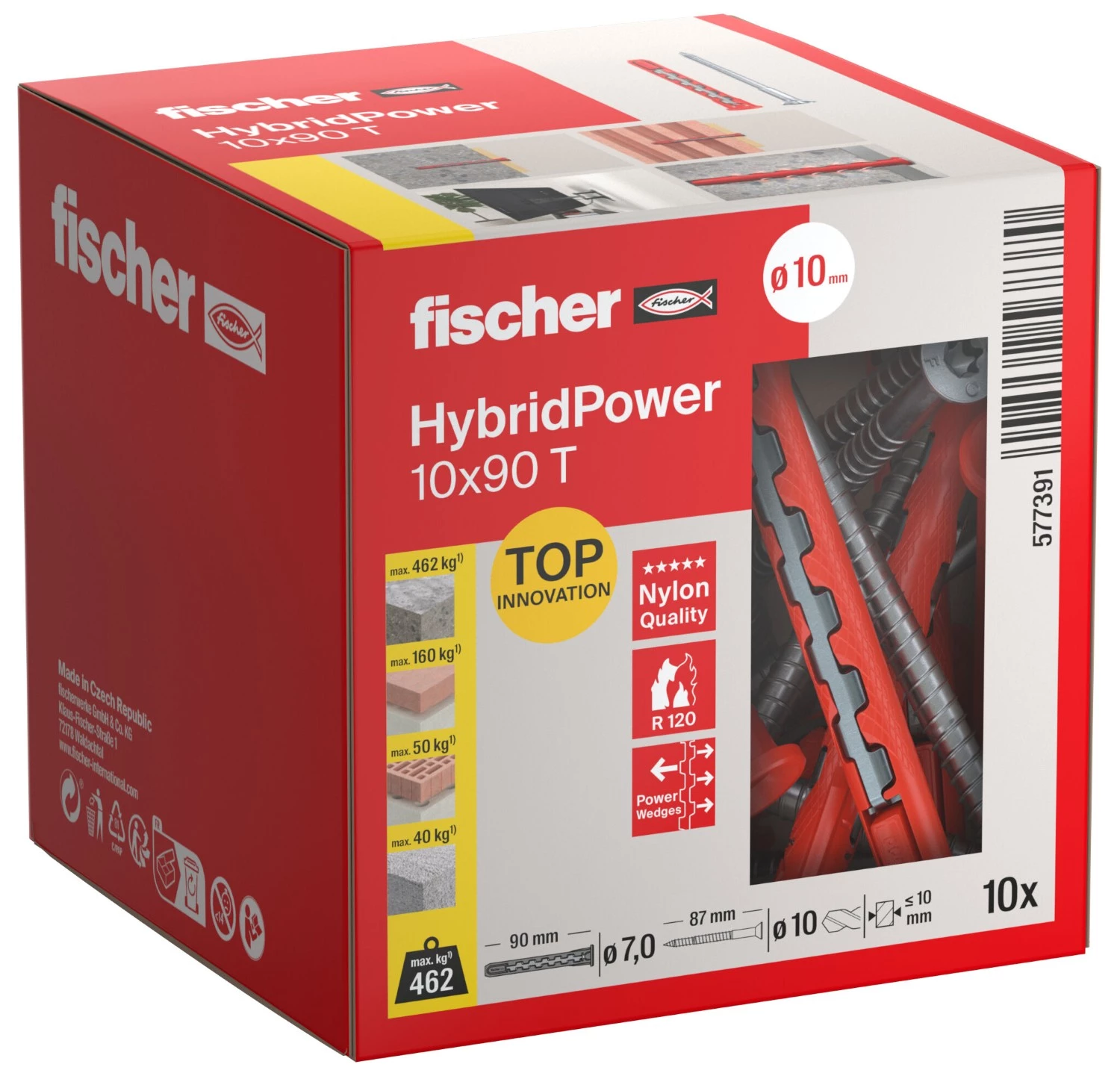 Fischer 577391 Nylon Plug HybridPower 10 X 90 Met TX40 Schroef (10st) thumbnail 3