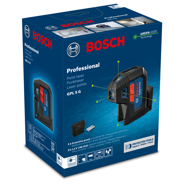 Bosch GPL 5 G Puntlaser Incl. Batterijen In Etui - 5 Punten - Groen - 30m - Detailed view of the product