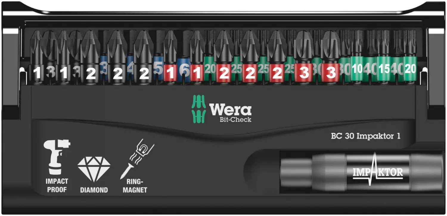 Wera 05057690001 30-delige Bitcheck Impaktor 1 Bitset - PH/PZ/TX/HX thumbnail 2