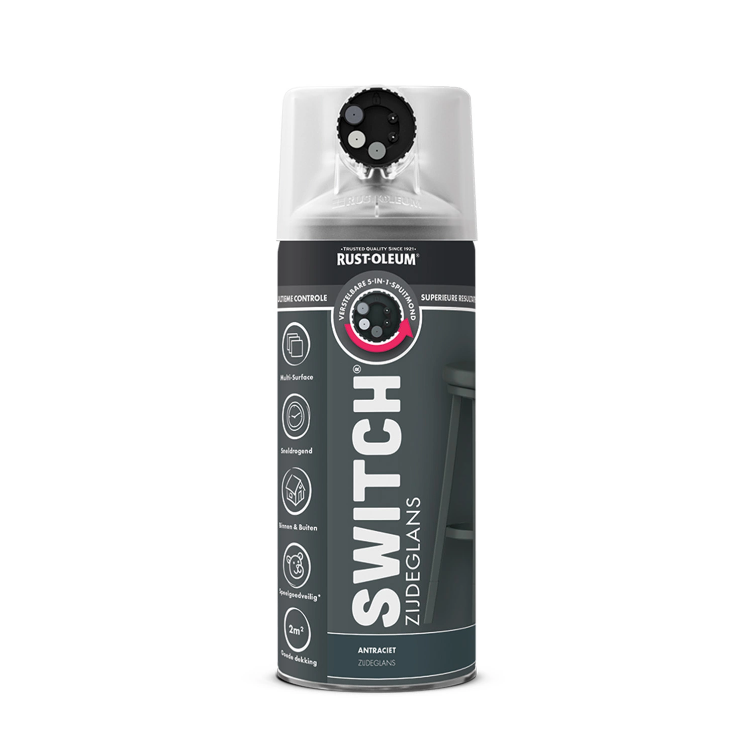 Rust-Oleum Switch Spuitlak - Zijdeglans Antraciet - 400ml