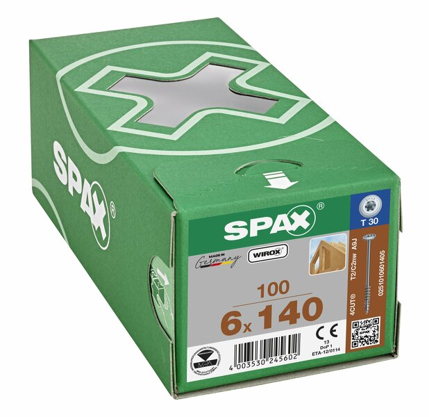 SPAX Houtconstructieschroeven Discuskop - Deeldraad -T30 - 6.0x140 Mm(100st) - Detailed view of the product
