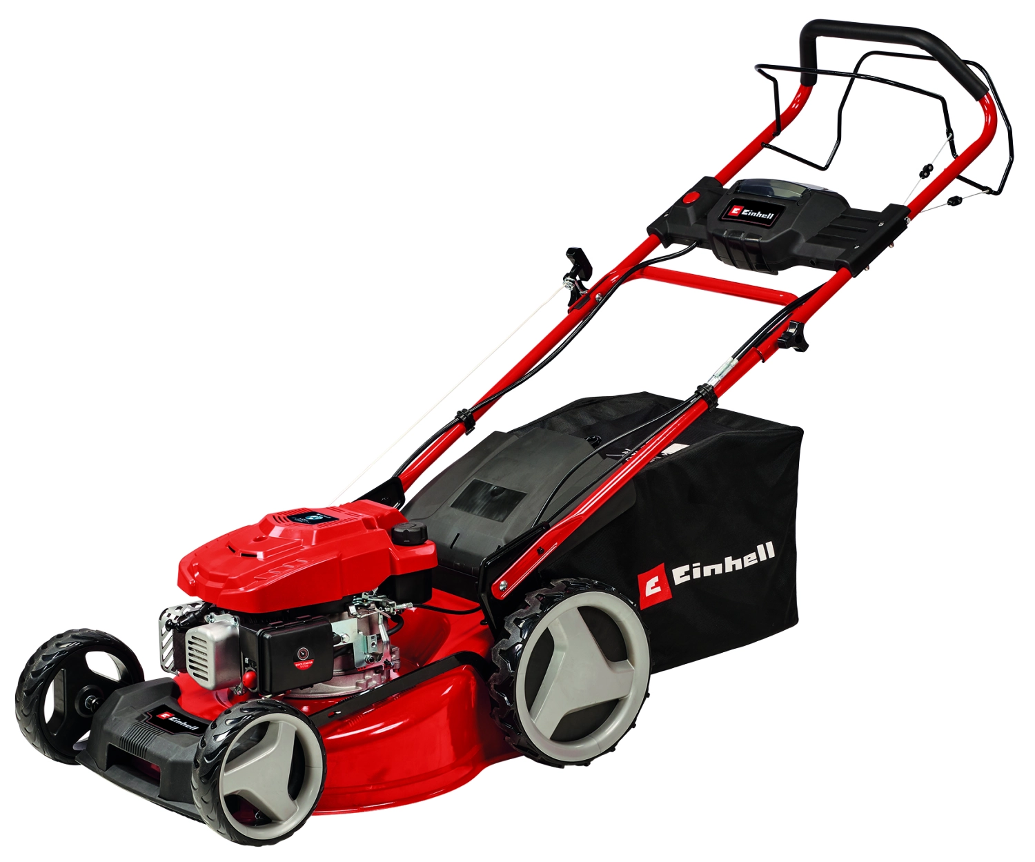 Einhell Benzine Grasmaaier GC-PM 46 SM HW-E Li - 146 cm³ - 2 kW - 4-takt - Maaibreedte: 46 cm - Aanbevolen gazonoppervlakte: tot 1400 m² - 65 L opvangbak - Maaihoogte: 25-80 mm - Mulching functie - Elektrische starter - Incl. 1x 2.0 Ah Accu + lader