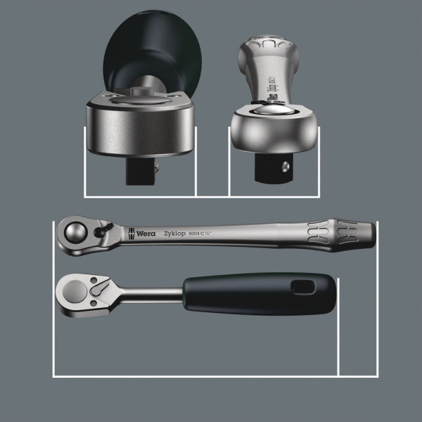 Wera 5004018001 8100 SA 8 Zyklop Metal Ratelset Met Omschakelpal - 1/4" - Detailed view of the product