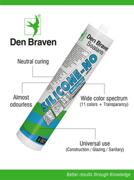 Zwaluw Den Braven 30618904 - Silicone-NO + Sanitary Siliconenkit - Wit - 310ml - Detailed view of the product