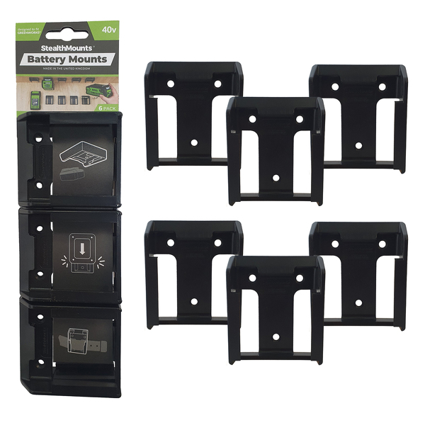 StealthMounts BM-GW40-BLK-6 Accuhouders Voor Greenworks 40v - Zwart - 6 Stuks