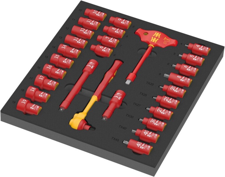 Wera 05150116001 28-delige 9726 8007 B VDE Zyklop VDE Ratel- En Doppenset In Foam Inlay - 3/8" - Default image for the product