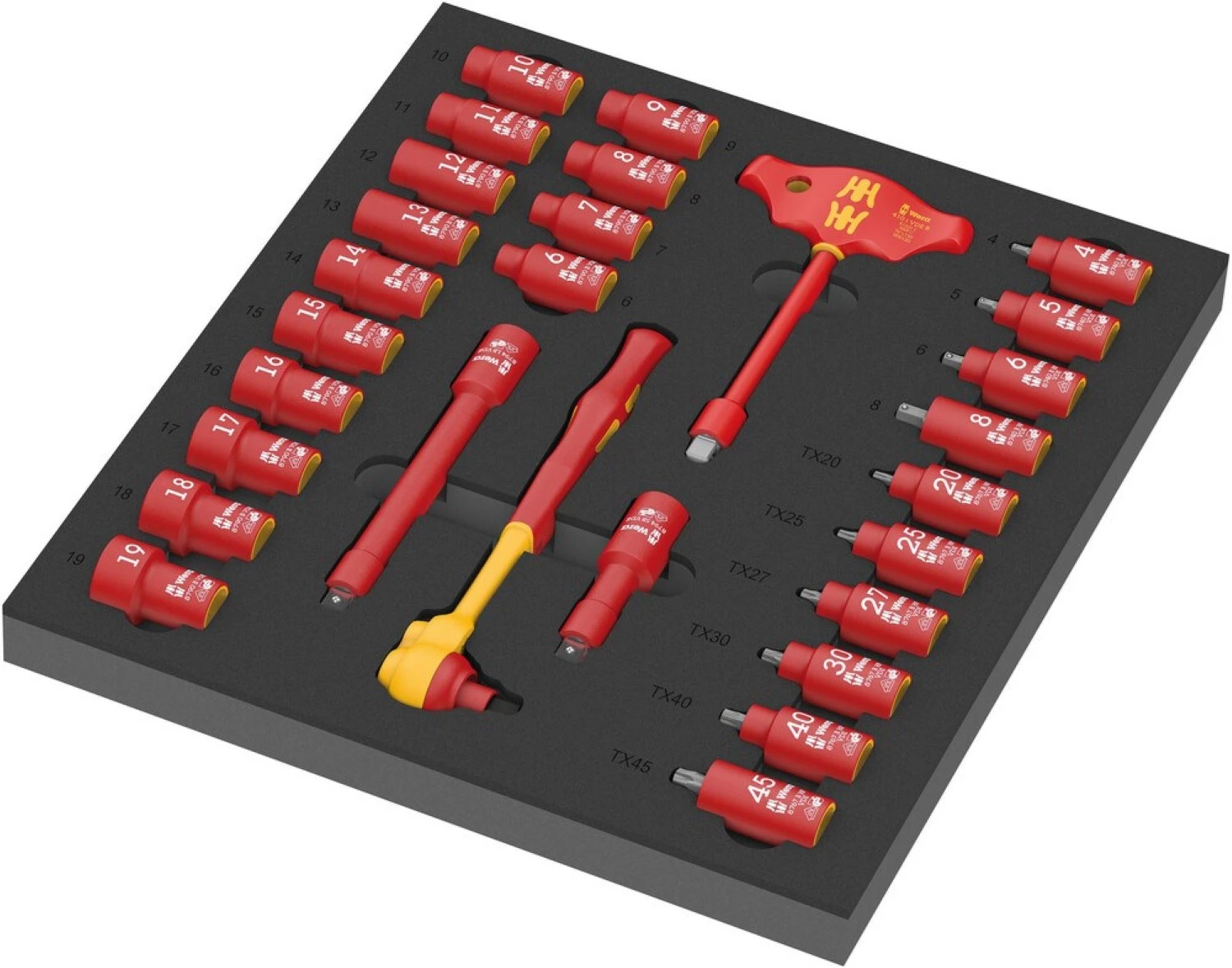 Wera 05150116001 28-delige 9726 8007 B VDE Zyklop VDE Ratel- En Doppenset In Foam Inlay - 3/8"
