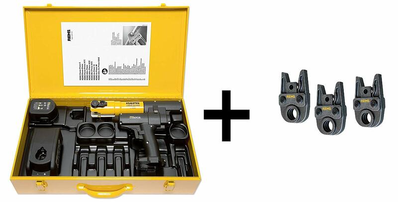 Rems 578024 14,4V Li-Ion Accu Mini-Press AC Radiaalpers Set (1x 1,6Ah Accu) In Koffer + 3 Bekken M15-22-28