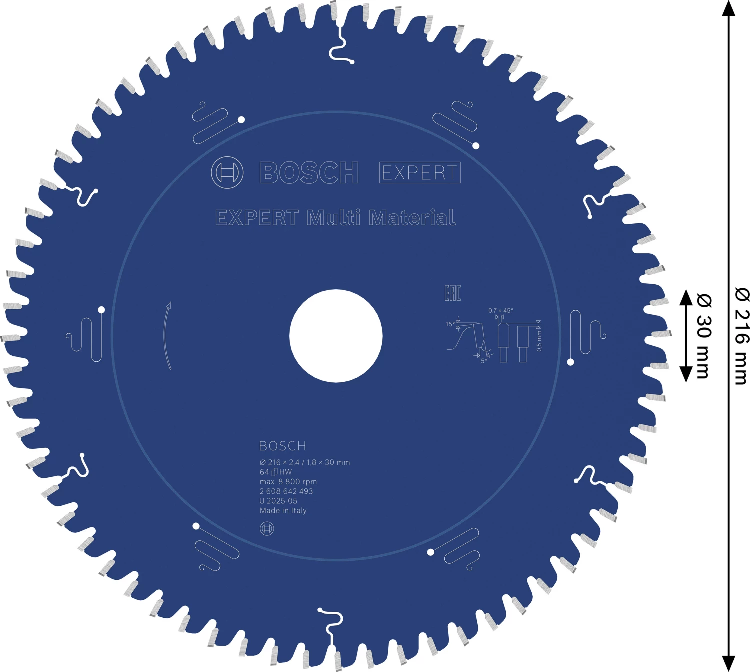Bosch 2608642493 Expert Cirkelzaagblad - 216 X 30 X 64T - Hout / Epoxy / Aluminium / Kunststof thumbnail 4