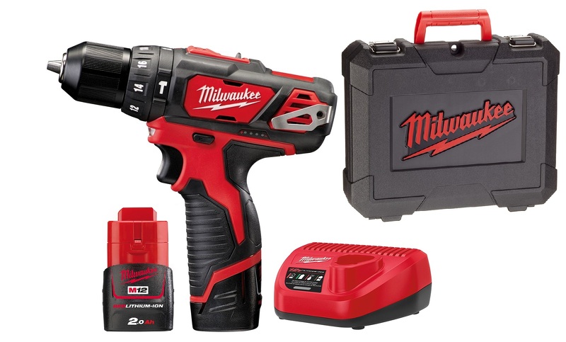 Milwaukee M12 BPD-202C 12V Li-Ion Accu Klopboor-/schroefmachine Set (2x 2.0Ah Accu) In Koffer EAN: 4002395002641