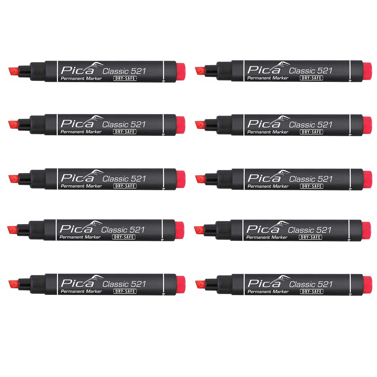Pica 521/40 Permanent Marker - Beitel - Rood - 2-6mm (10st)