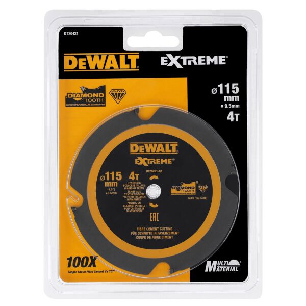 Dewalt DT20421 Cirkelzaagblad CZB PCD Laminaat/vezelcement 115x9.5x4t Voor DCS571 - Detailed view of the product