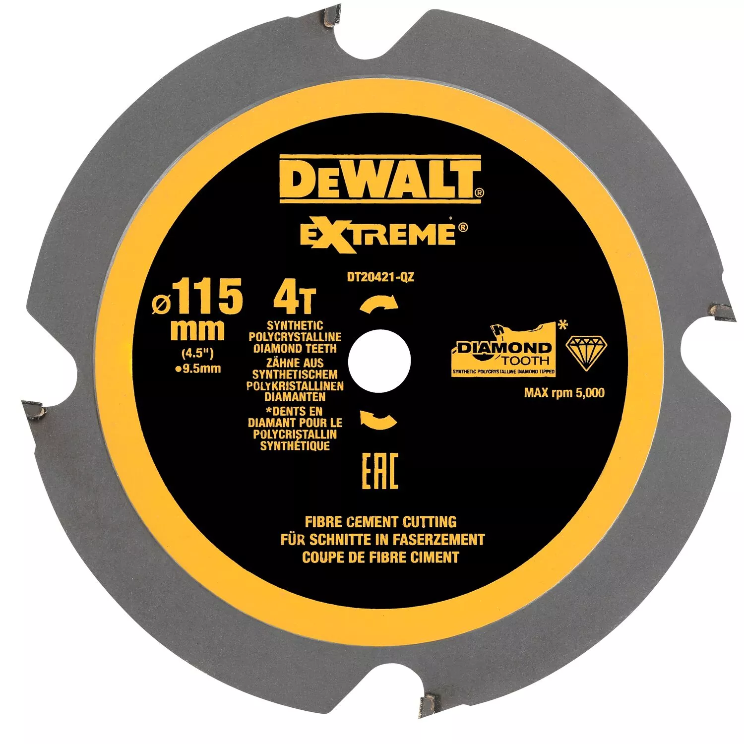 DeWALT DT20421 Cirkelzaagblad CZB PCD Laminaat/vezelcement 115x9.5x4t Voor DCS571