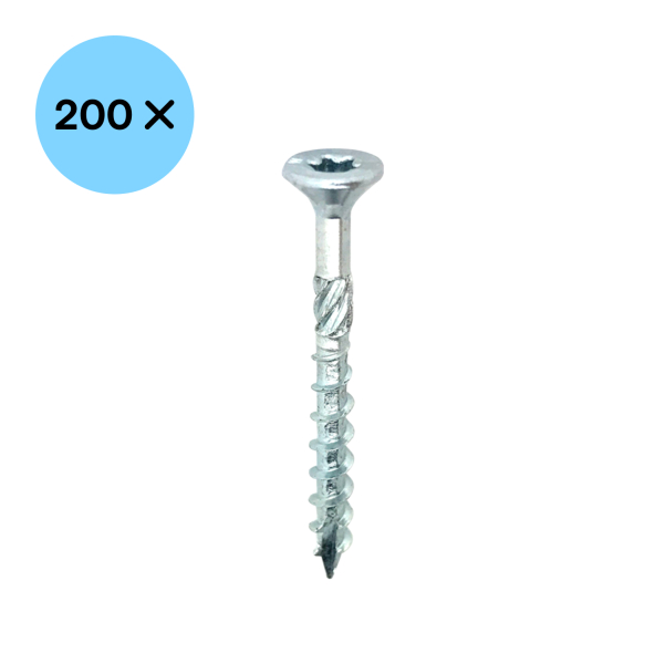 Woodies 61530231 Ultimate Spaanplaatschroef - TX10 - 3.0 X 20mm - Verzonken Kop - Voldraad - Verzinkt (200st) - Detailed view of the product