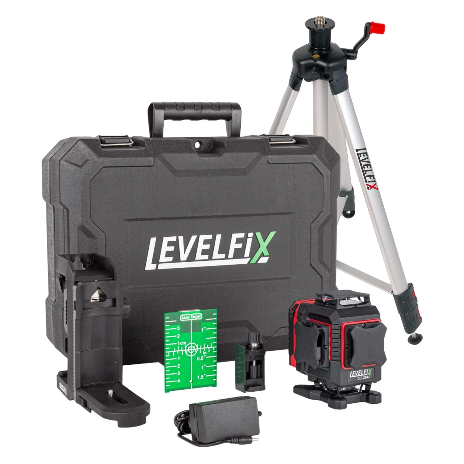 Levelfix CCL284G 4D Kruislijnlaser 360° Set Incl. Statief In Koffer - Groen - 30m - 16 Lijnen - Bluetooth - IP54