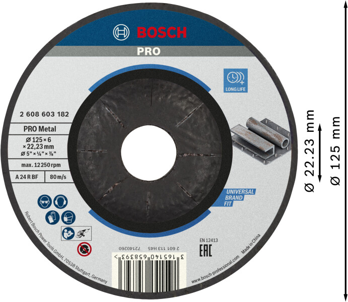 Bosch 2608603182 Standard Afbraamschijf - 125 X 6mm - Metaal - Detailed view of the product