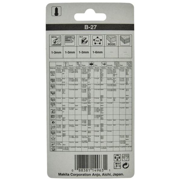 Makita A-85787 HSS Decoupeerzaagblad B27 - Voor Zagen Bochten - Metaal / Aluminium / RVS (5st) - Detailed view of the product