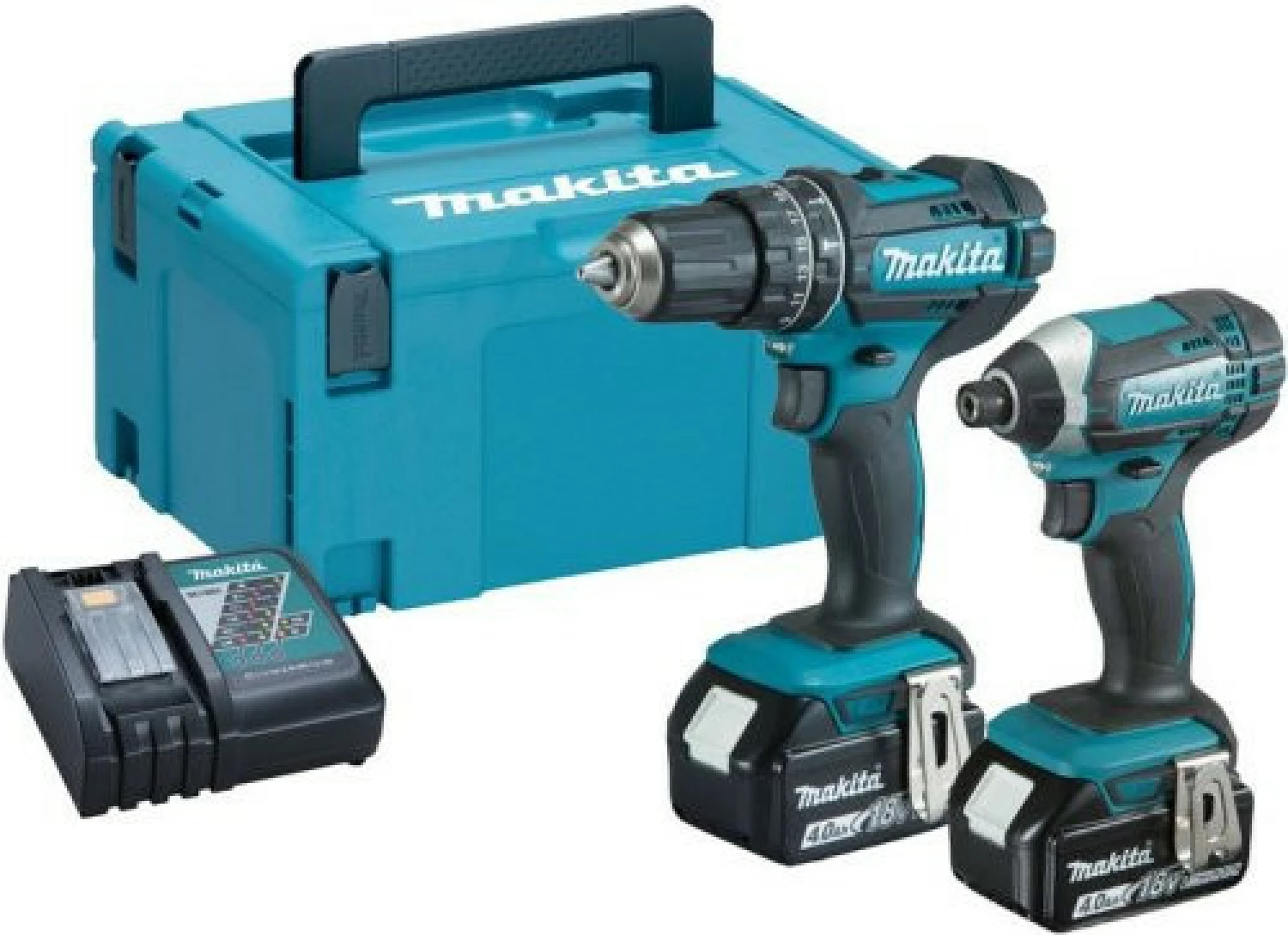 Makita DLX2131MJ 18V Li-Ion Accu Klopboor- /schroefmachine (DHP482)&Slagschroevendraaier (DTD152) Combiset (2x 4.0Ah Accu) In Mbox
