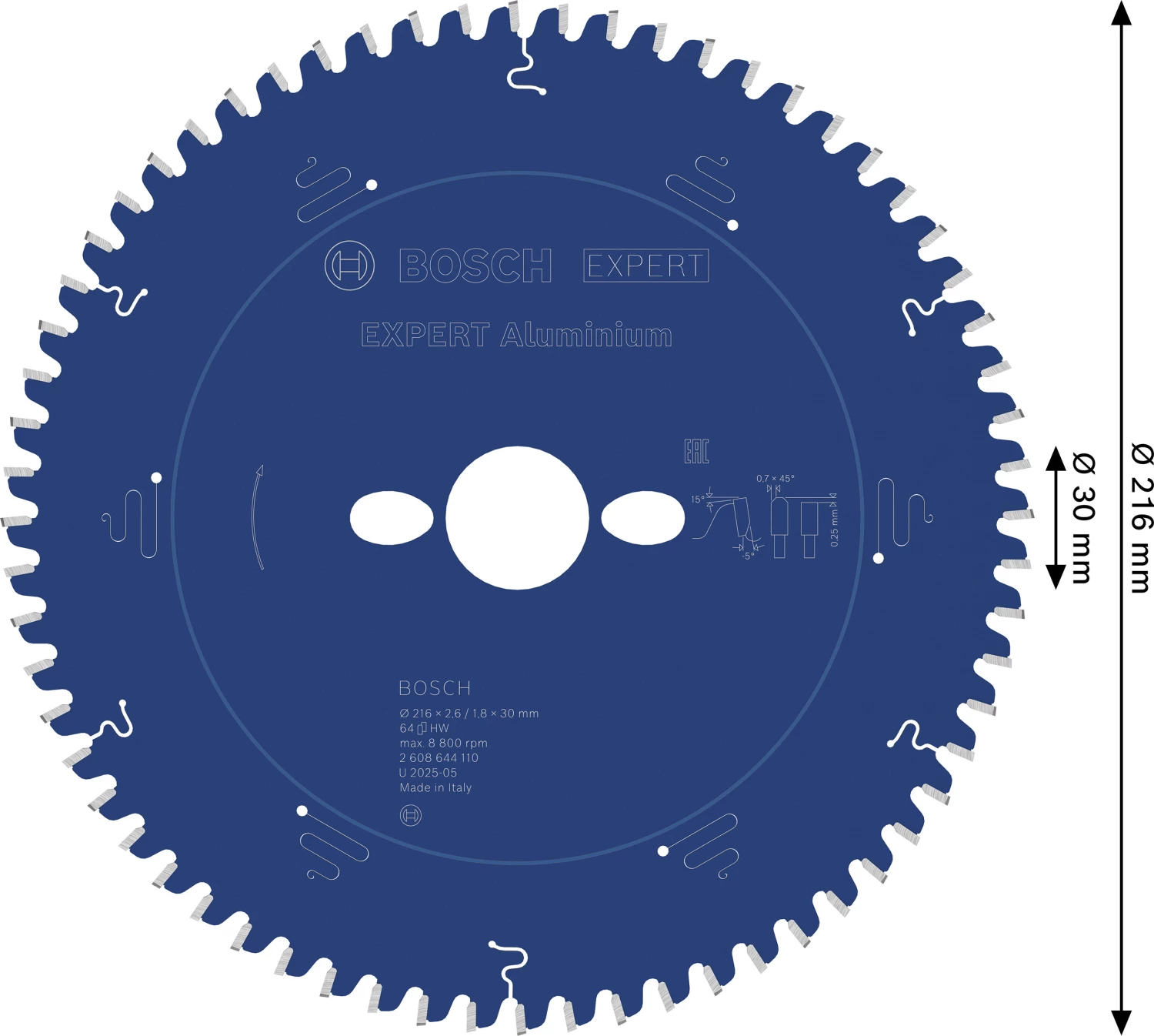 Bosch 2608644110 Expert Cirkelzaagblad - 216 X 30 X 64T - Aluminium - Carbide thumbnail 4