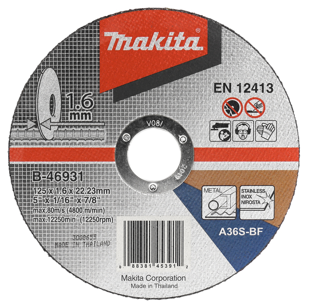 Makita B-46931 Doorslijpschijf RVS - 125x22,23x1,6mm