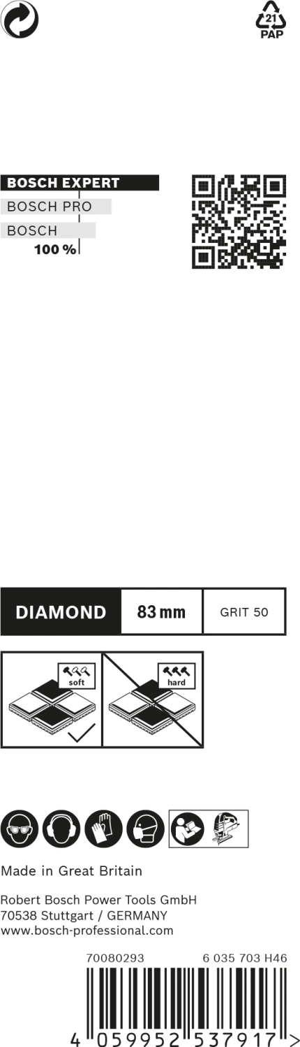 Bosch EXPERT T150RD Soft Tile Clean Decoupeerzaagblad - 83mm - Tegels (3st) thumbnail 3