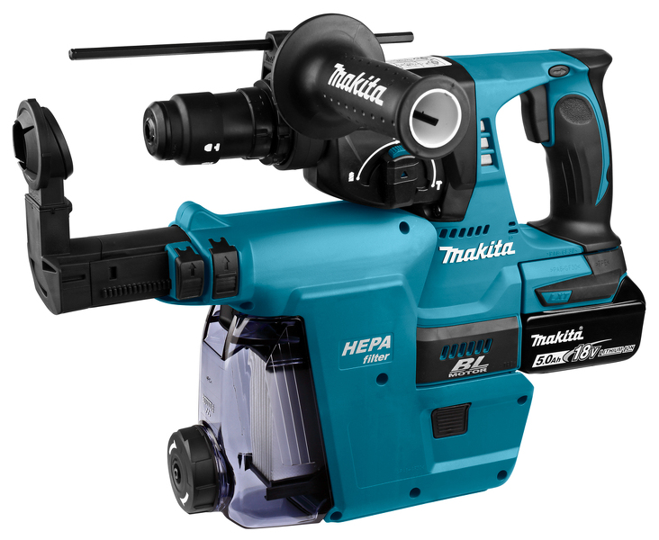 Makita DHR243RTJW 18V Li-Ion Accu SDS-plus Combihamer Incl. Snelspanboorkop En Stofafzuiging Set (2x 5.0Ah Accu) In Mbox - 2J - Koolborstelloos - Detailed view of the product