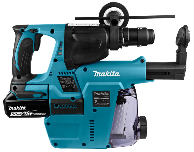 Makita DHR243RTJW 18V Li-Ion Accu SDS-plus Combihamer Incl. Snelspanboorkop En Stofafzuiging Set (2x 5.0Ah Accu) In Mbox - 2J - Koolborstelloos - Detailed view of the product