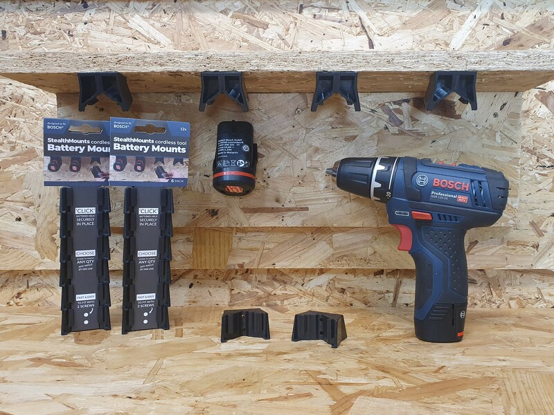 StealthMounts BM-BO108-BLK-6 Accuhouder Voor Bosch 10.8/12V - Zwart - 6-pack - Detailed view of the product