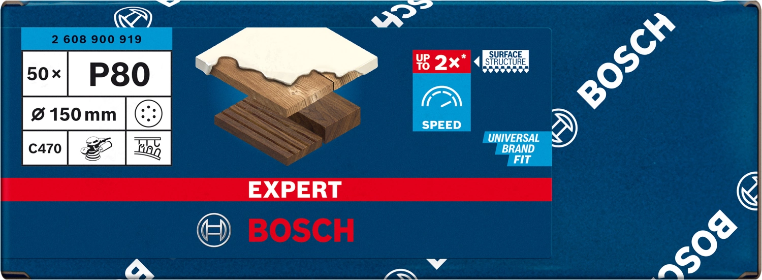 Bosch 2608900919 EXPERT Schuurvel C470 Best for Wood and Paint - 150mm - K80 - 6 gaten (50st)