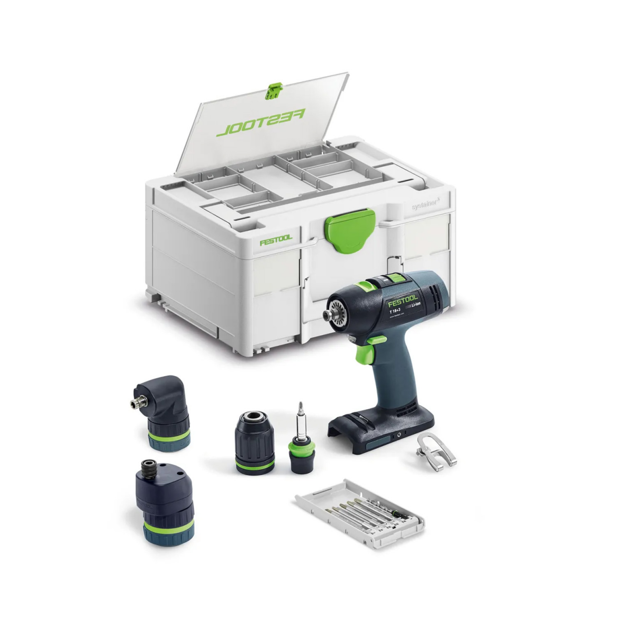 Festool T18+3 Basic-Set 18V Li-Ion accu schroefboormachine body incl. boorkoppen in systainer - 50Nm Festool