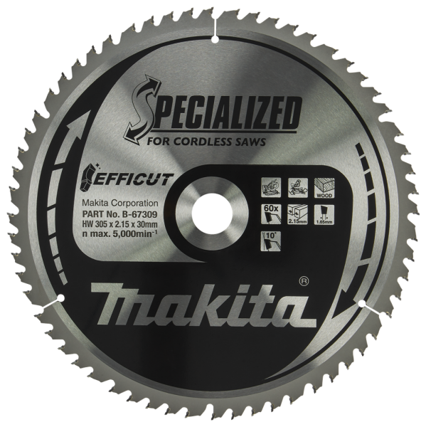Makita B-67309 Efficut Afkortzaagblad Hout - 305x30x2,15mm 60T - Detailed view of the product