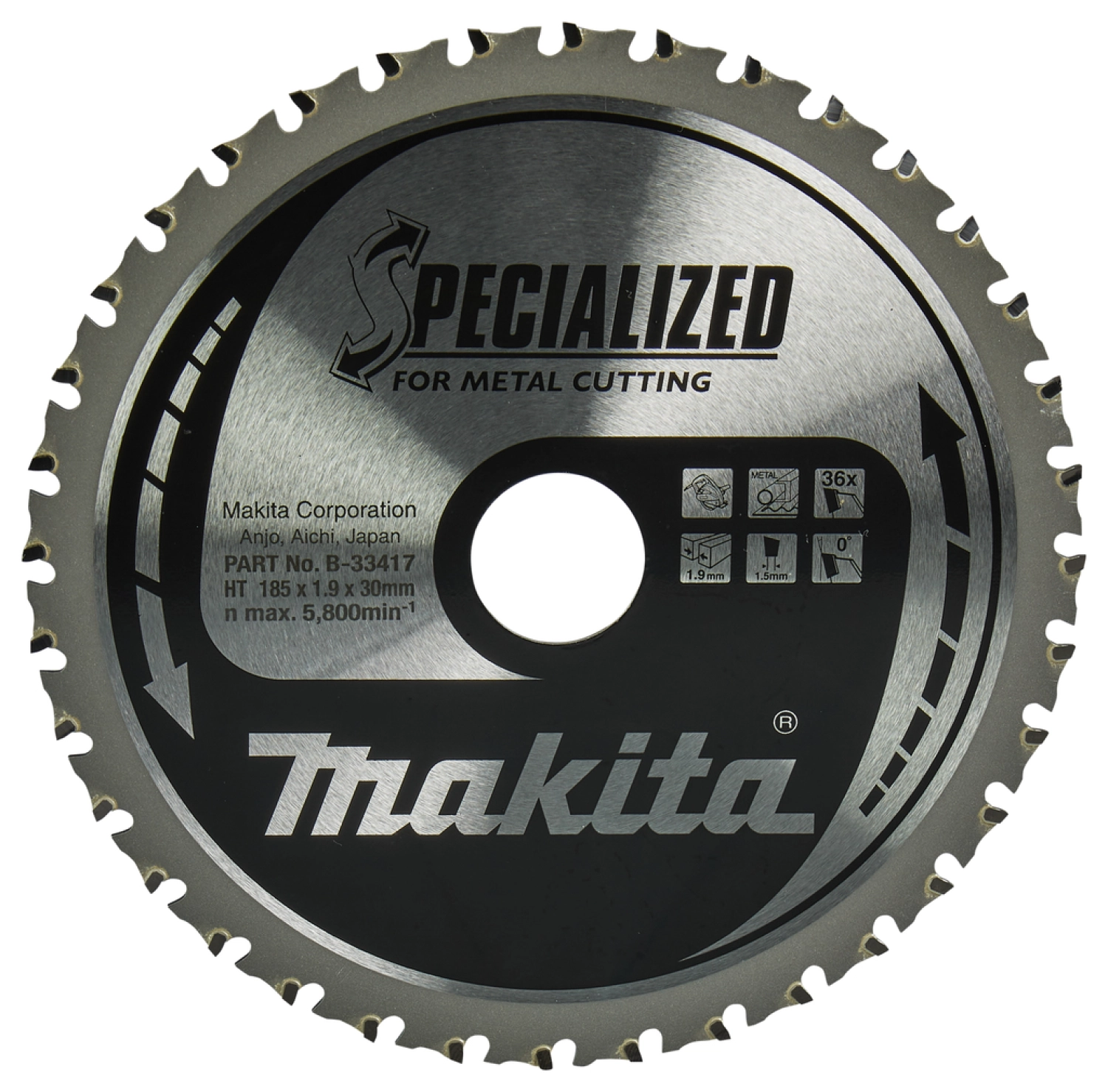 Makita B-33417 Cirkelzaagblad Staal - Specialized 185 X 30 X 1,9 - 36T - 0g