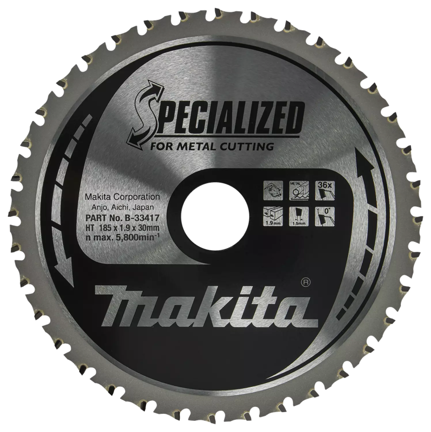 Makita B-33417 Cirkelzaagblad Staal - Specialized 185 X 30 X 1,9 - 36T - 0g thumbnail 4