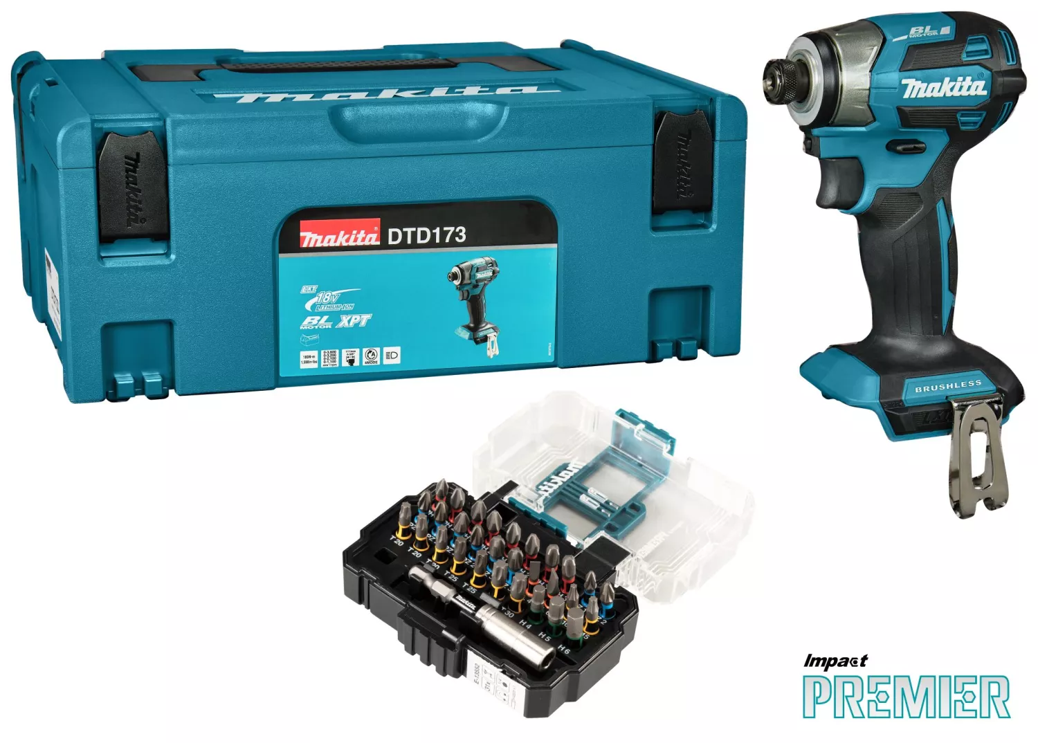 Makita DTD173ZJX1 LXT 18V Li-ion Accu Slagschroevendraaier Body In Mbox Incl. Bitset - 180Nm