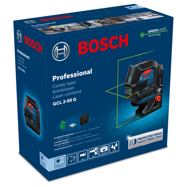Bosch GCL 2-50 G Kruislijnlaser + Houder In Opbergetui - 15m - Detailed view of the product
