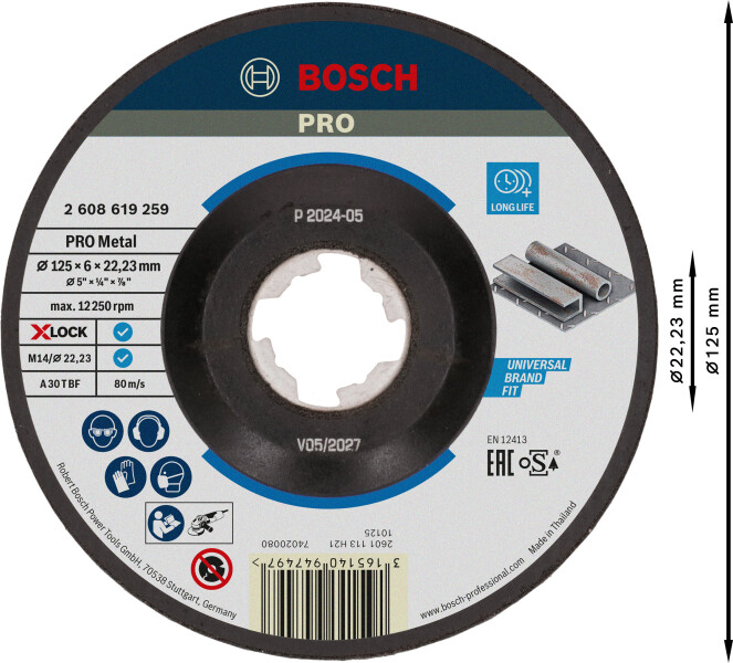 Bosch 2608619259 X-Lock Afbraamschijf Expert For Metal - Gebogen - 125mm - Detailed view of the product
