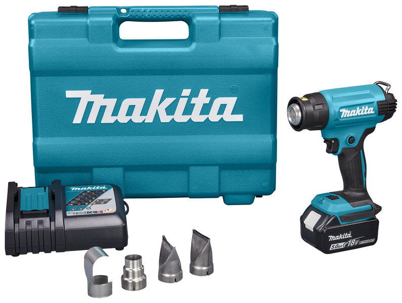 Makita DHG181RT 18V Li-Ion Accu Heteluchtpistool Set (1x 5,0Ah) In Koffer - 550°C - 200l/min