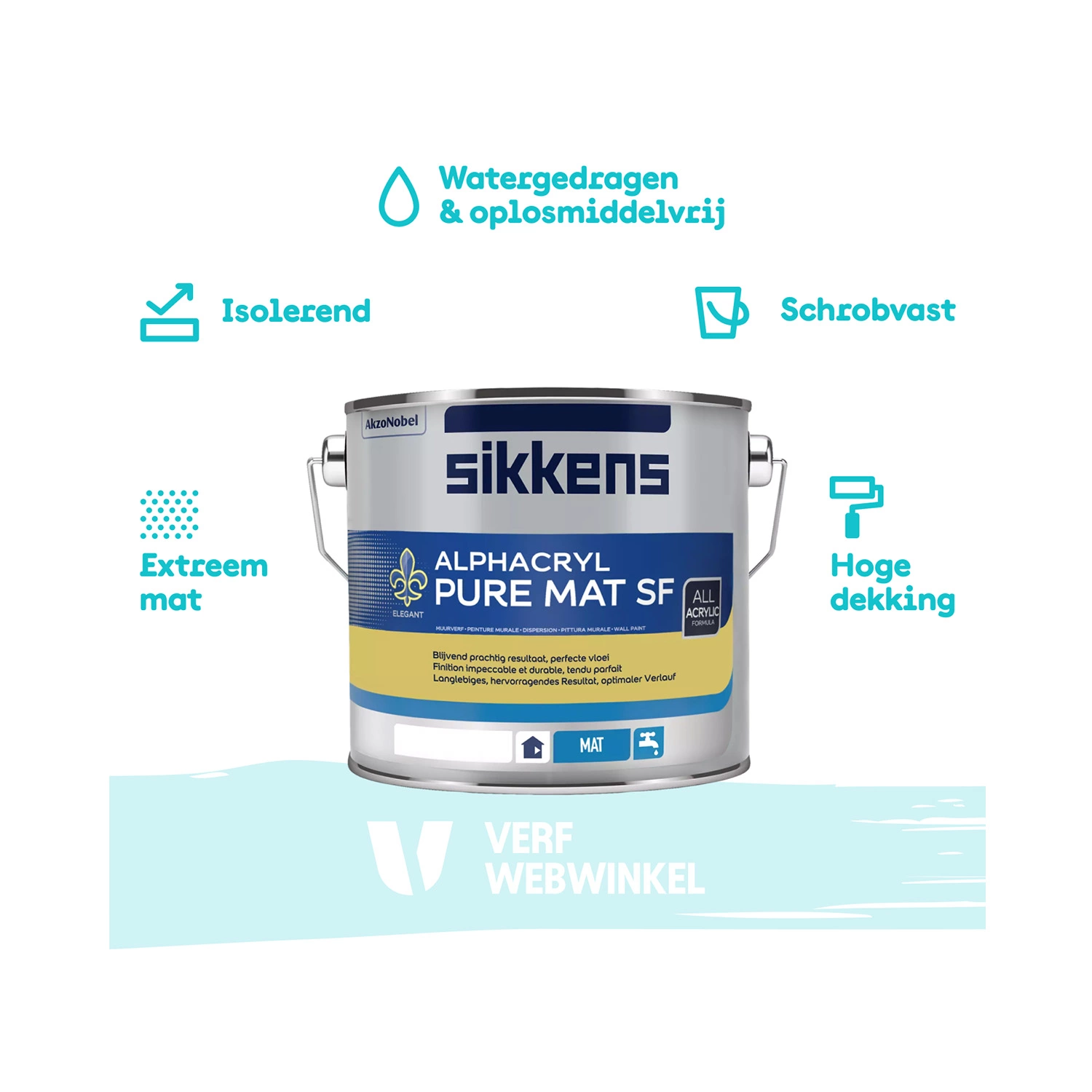 Sikkens Alphacryl Pure Mat SF - Op Kleur Gemengd - 2,5L - Muurverf thumbnail 2