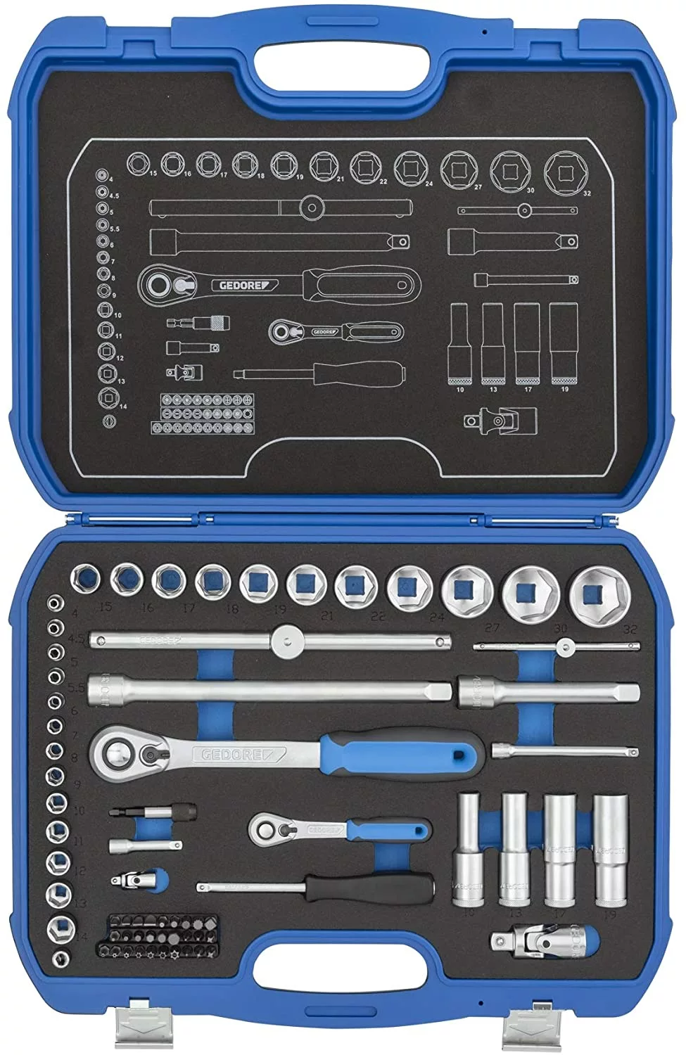 Gedore 19 BMC 20 Dopsleutelset 1/4" + 1/2", 69-delig