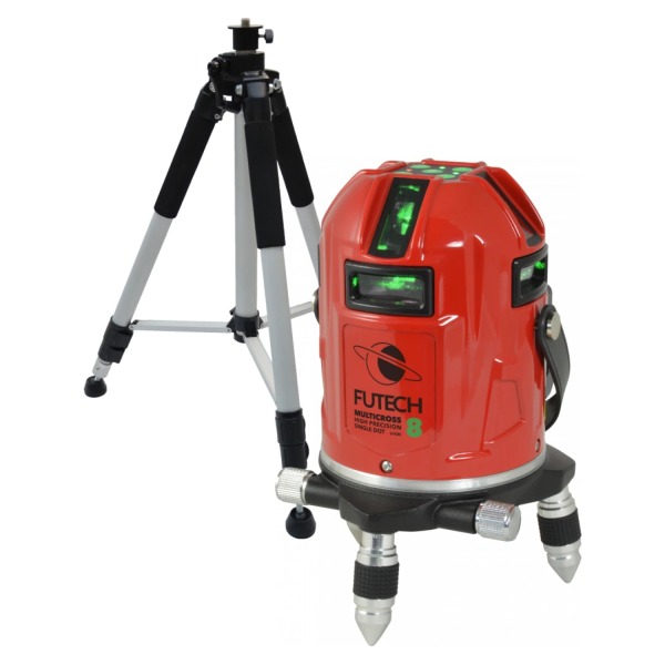 FUTECH Multicross 8 HPSD Kruislijnlaser Set Incl. Statief - In Koffer– Groen – 50m - 8 Lijnen
