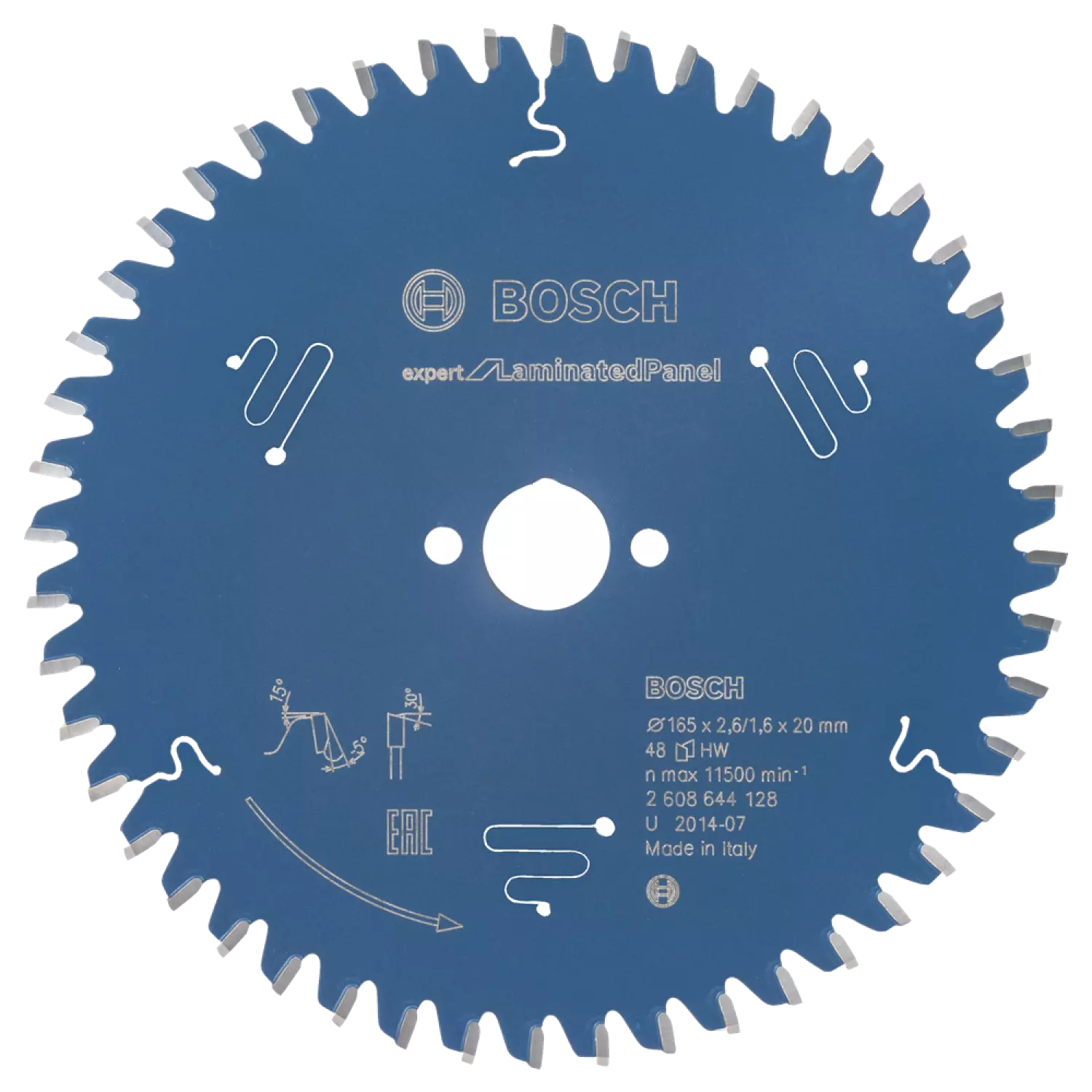 Bosch 2608644128 Expert Cirkelzaagblad - 165 X 20 X 48T - Gemelamineerde Plaat - Carbide