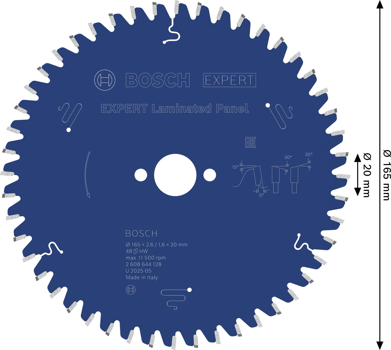 Bosch 2608644128 Expert Cirkelzaagblad - 165 X 20 X 48T - Gemelamineerde Plaat - Carbide thumbnail 4