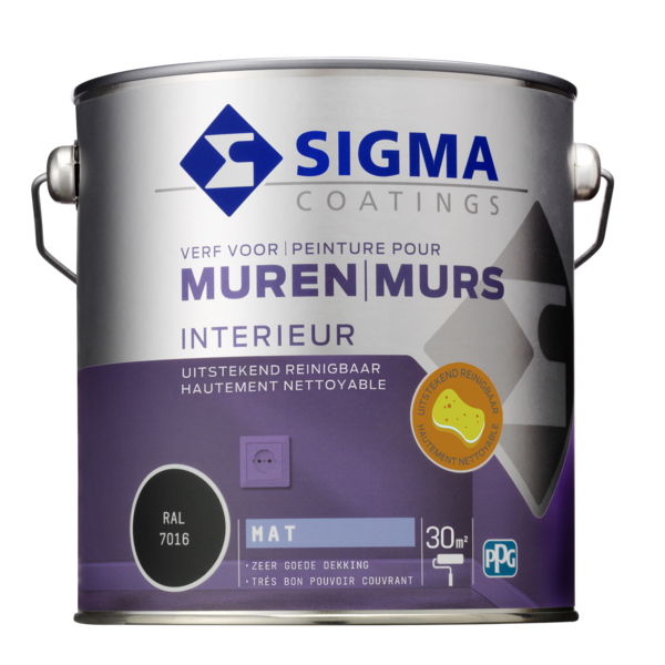 Sigma Interieur Reinigbare Muurverf 2,5 liter RAL 7016