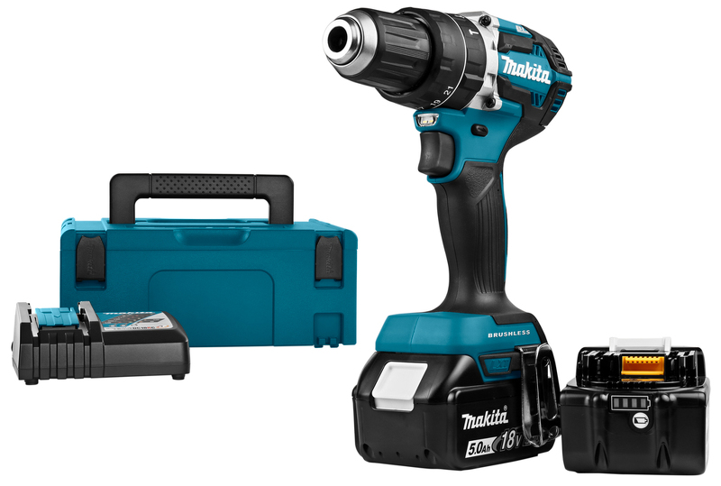 Makita DHP484RTJ 18V Li-Ion Accu Klopboor-/schroefmachine Set (2x 5.0Ah Accu) In Mbox - Koolborstelloos