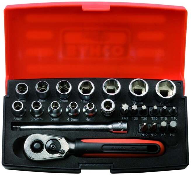 Bahco SL25 Ratel Doppen/ Bitset - 25 Delig - 1/4" - Detailed view of the product